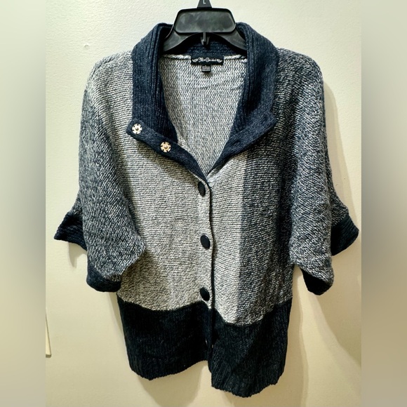 Missguided Sweaters - Miss Guided blue block pattern snap cardigan, size L